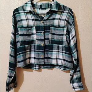 Aeropostale Size Small Cropped Plaid Button-Up Shirt 04/2020